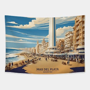 Mar del Plata Argentina Vintage Tourism Poster Tapestry