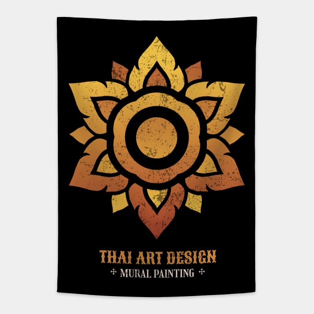 Thai Traditional Mural Painting Tapestry by KewaleeTee