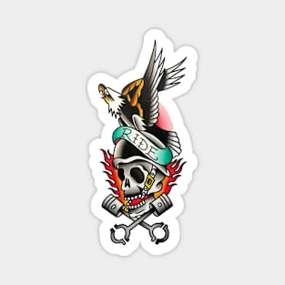 Ride with Eagle and Skull Tattoo Design Magnet