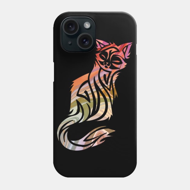 Ornate Abstract Cat Colorful Illustration Phone Case by VintCam