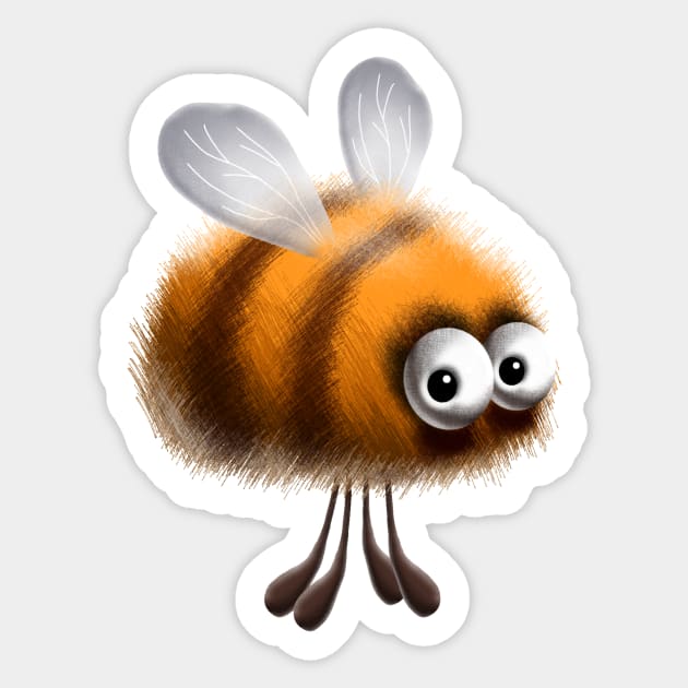 Fluffy Bee Funny Cartoon Character Bee Cartoon Sticker TeePublic