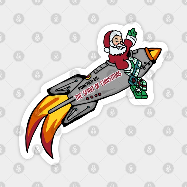 Santa's Rocket Ship Magnet by Slightly Unhinged