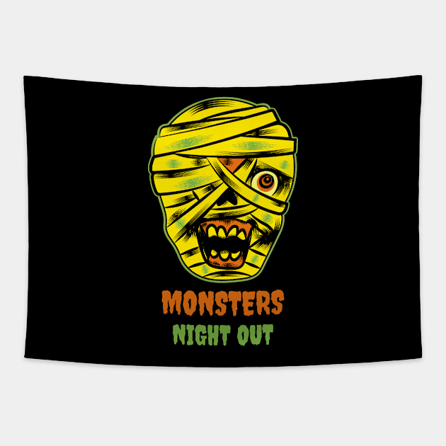 MONSTERS NIGHT OUT Tapestry by TheAwesomeShop