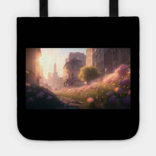 City street with beautiful flowers Tote