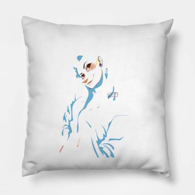 Abstract Mischievous Girl Pillow by ParrotChixFish