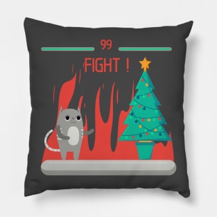 Cat with christmas tree Pillow