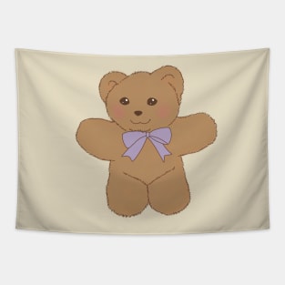 teddy bear ribbon coquette dollette brown purple Tapestry