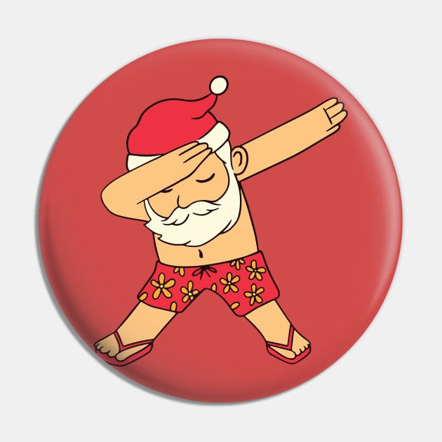 Dabbing Summer Santa Claus Cartoon Pin by SLAG_Creative