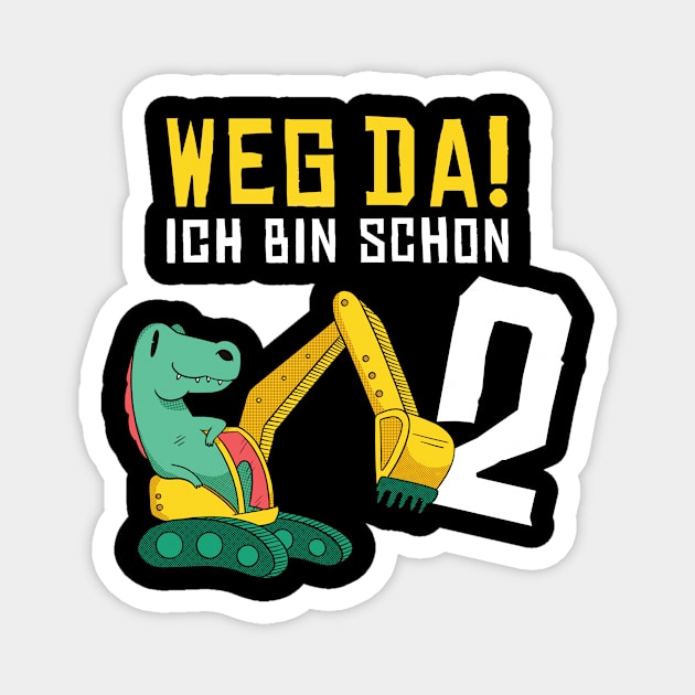 Kinder Bagger 2 Geburtstag Jungen Dino Magnet by Jonas Design