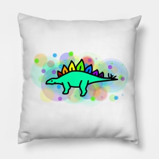 Rainbow Stegosaurus Pillow