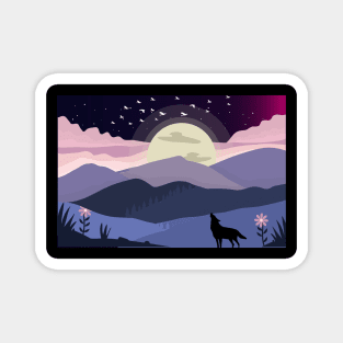 Howling to the moon Magnet