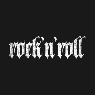 rock n roll music heavy metal white vintage Typography T-Shirt