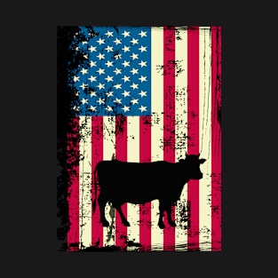 Cow American Flag Usa Patriotic 4Th Of July T-Shirt