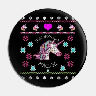 Unicorns are Awesome Ugly Christmas Design Pin