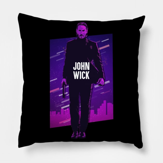 John Wick - 80s Design Pillow by NorthWestDesigns