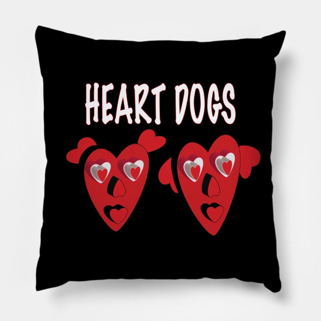 Heart Dogs Pillow by murshid