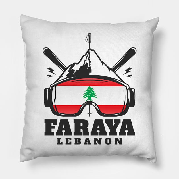 Faraya Lebanon Ski Resort Skiing Souvenir Pillow by zap