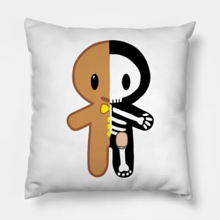 Gingerbread Man skeleton with Ostomy (Yellow) Pillow