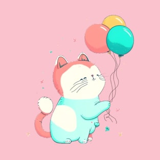 Colorful kitty with baloons T-Shirt