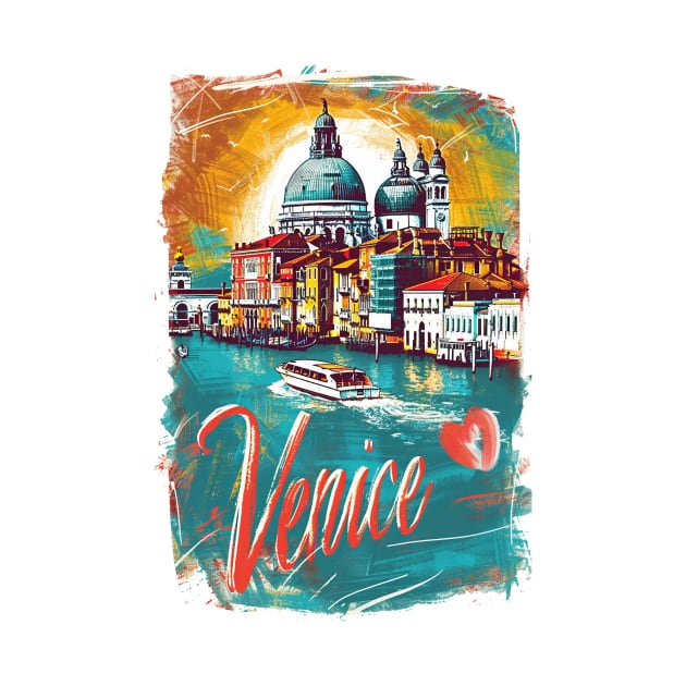 Venice Retro Italy poster by GreenMary Design