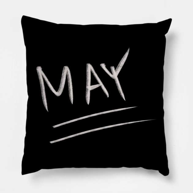 Hand Drawn May Month Pillow by Saestu Mbathi