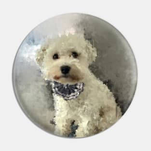 Maltese pet dog portrait Pin