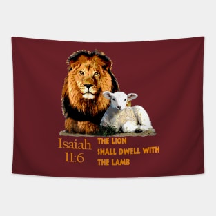 Bible Verse Isaiah 11:6 The Lion shall dwell with the Lamb Tapestry