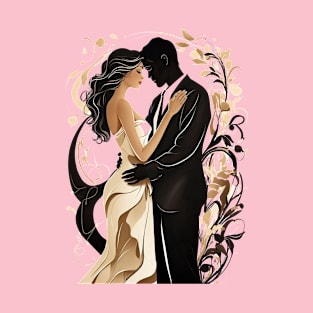 Valentine's Day Romance: Silhouetted Couple's Elegant Dance - Valentine's T-Shirt