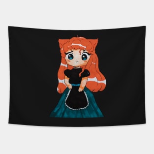 portrait redhead cat girl cute mange Tapestry