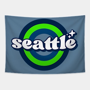 Vintage Seattle Sunset Seal // Retro City Emblem for Seattle, Washington Tapestry