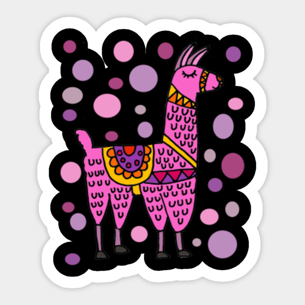 Cool Pink Llama And Colorful Circles Abstract Patterns Art