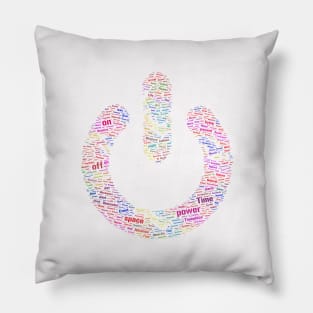 Power Button Silhouette Shape Text Word Cloud Pillow