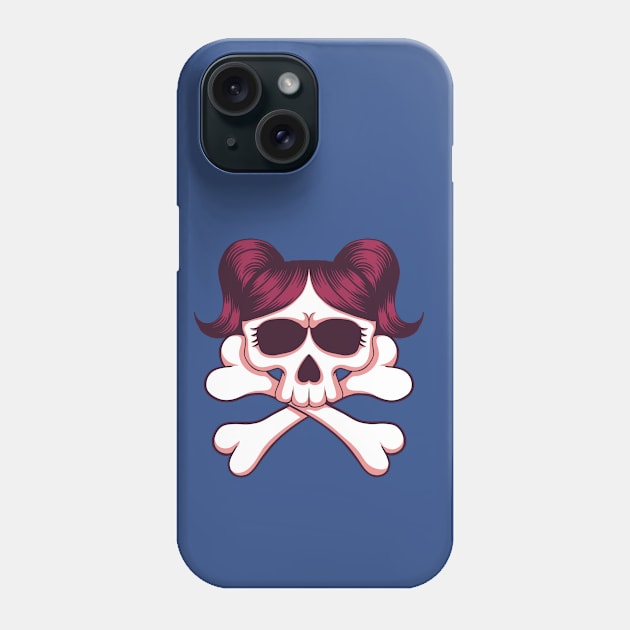 skull girl crossbones illustration Phone Case by Mako Design 