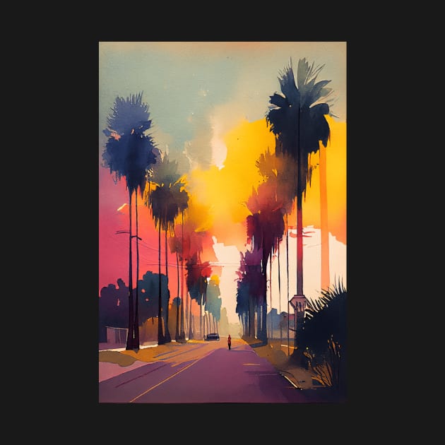 California Colorful Watercolor Paint by jetartdesign