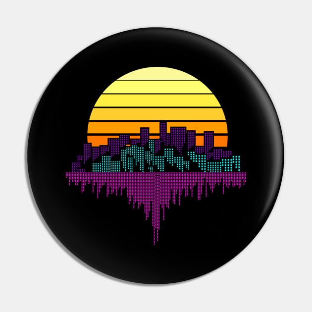 Vintage Retro 80s Sunset City Gift Pin by Delightful Designs