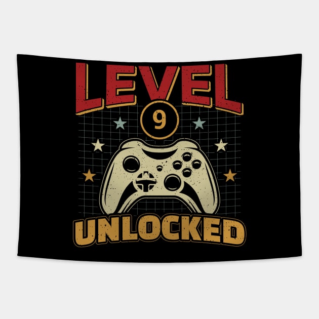 9th Birthday Level 9 Unlocked Video Game Gamer Tapestry by aneisha