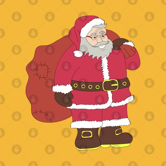 Santa Claus in red with gift bag and eyeglasses by Cute-Design