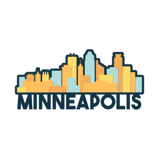 Orange, Teal, Yellow, Navy Minneapolis Skyline T-Shirt