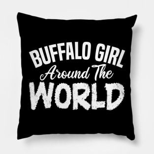 buffalo girl around the world Pillow