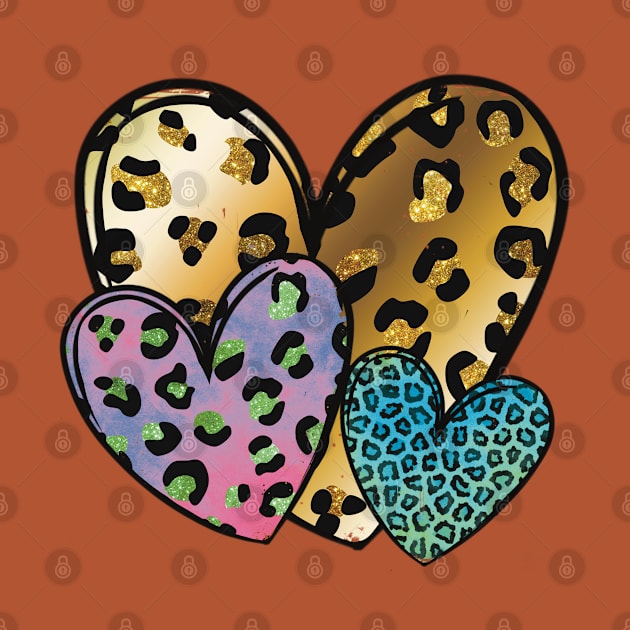 Three hearts animal Patterns Cheetah pattern valentines by Sheila’s Studio