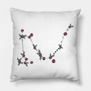 Draco (Dragon) Constellation Roses and Hearts Doodle Pillow