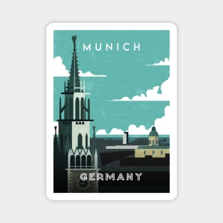 Munich, Germany. Retro travel poster Magnet