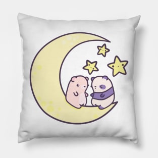 Panda and bear on the moon Pillow