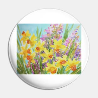 Spring Dance Watercolor Painting Pin