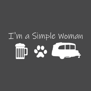 Airstream Basecamp "I'm a Simple Woman" - Beer, Cats & Basecamp T-Shirt (White Imprint) T-Shirt