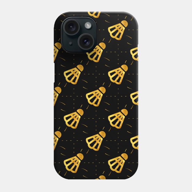 Badminton - Badminton player - Badminton Gold Pattern - Shuttle Phone Case by BabyYodaSticker