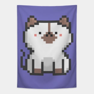 Pixel Quiet White Border Collie Head Brown Socks Cat 47 Tapestry