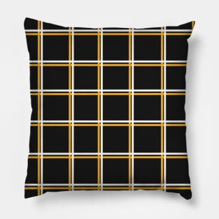 Black with Mustard Yellow Square Grid Pillow