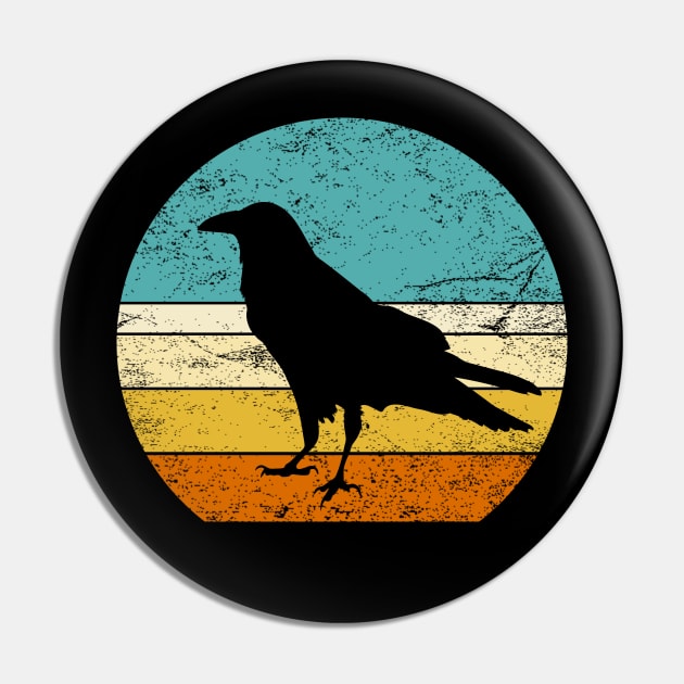 Vintage retro crow , raven Pin by Inyourdesigns