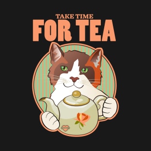 Take Time for Tea Calico Cat T-Shirt